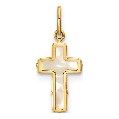 14K Yellow Gold Mother of Pearl Cross Pendant – view 4