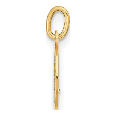 14K Yellow Gold CZ Circle Cross Pendant – view 2