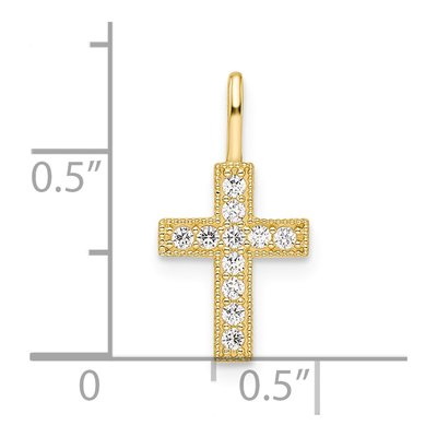 14K Yellow Gold CZ Cross for Kids Pendant – view 4
