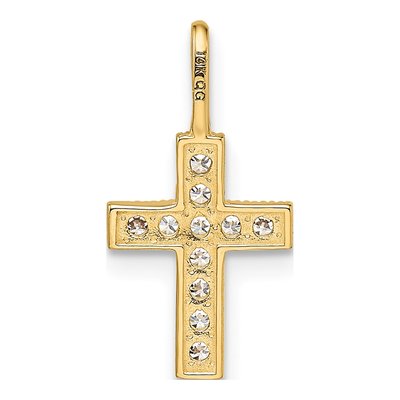 14K Yellow Gold CZ Cross for Kids Pendant – view 5