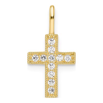 14K Yellow Gold CZ Cross for Kids Pendant