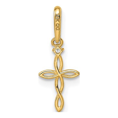 14K Yellow Gold CZ Textured Cross Pendant – view 5