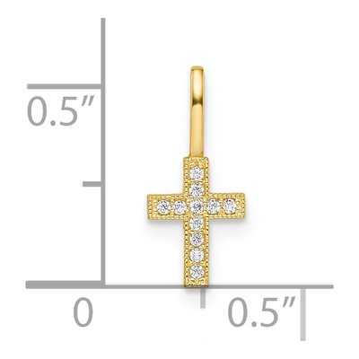 14K Yellow Gold CZ Cross for Kids Pendant – view 4