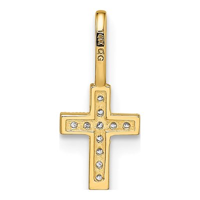 14K Yellow Gold CZ Cross for Kids Pendant – view 5