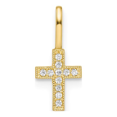 14K Yellow Gold CZ Cross for Kids Pendant