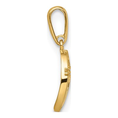 14K Yellow Gold CZ Cross Oval Kids' Pendant – view 3