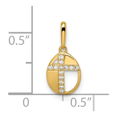 14K Yellow Gold CZ Cross Oval Kids' Pendant – view 4