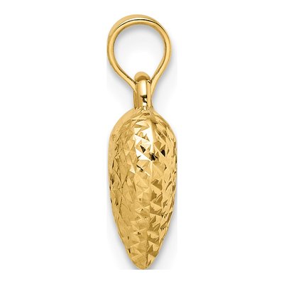 14K Yellow Gold Diamond-Cut Puffed Heart Pendant – view 3