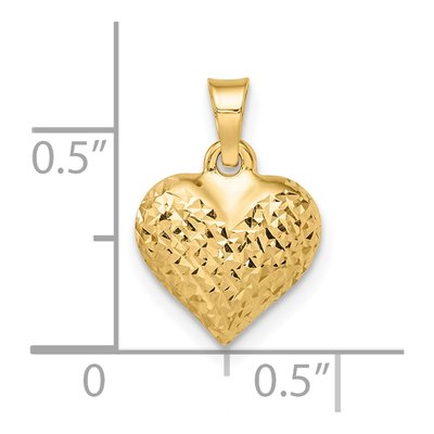 14K Yellow Gold Diamond-Cut Puffed Heart Pendant – view 4