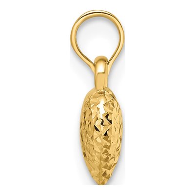 14K Yellow Gold Diamond-Cut Puffed Heart Pendant – view 3