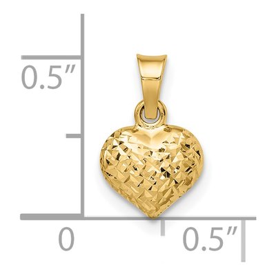 14K Yellow Gold Diamond-Cut Puffed Heart Pendant – view 4