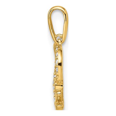 14K Yellow Gold CZ Heart Anchor Pendant – view 3