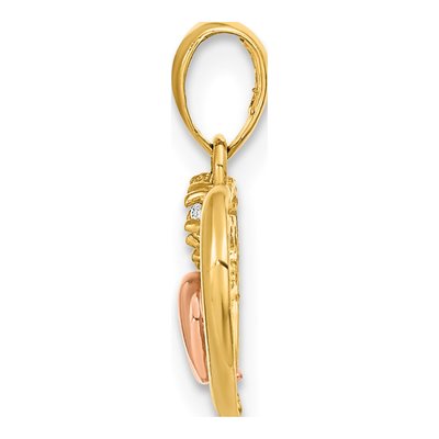 14K Two-Tone Gold Open Heart CZ Pendant – view 3