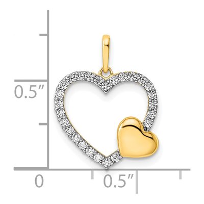 14K Yellow Gold CZ Heart Pendant – view 4