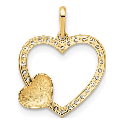 14K Yellow Gold CZ Heart Pendant – view 5