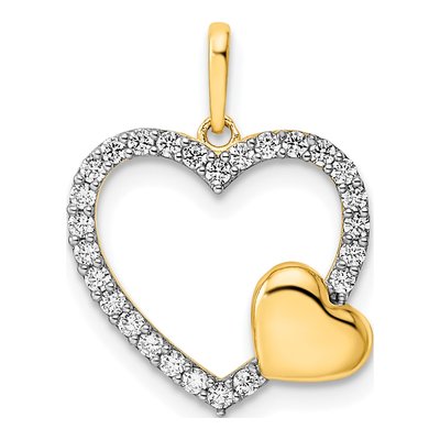 14K Yellow Gold CZ Heart Pendant