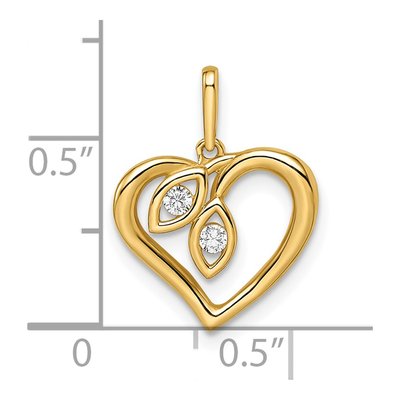 14K Yellow Gold CZ Heart Pendant – view 4