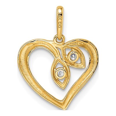 14K Yellow Gold CZ Heart Pendant – view 5