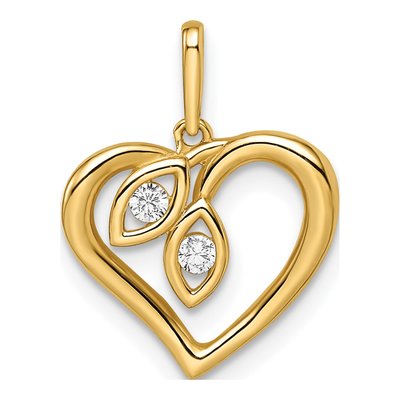 14K Yellow Gold CZ Heart Pendant