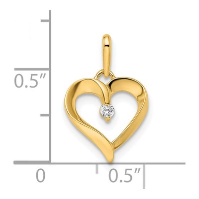 14K Yellow Gold CZ Heart Pendant – view 4
