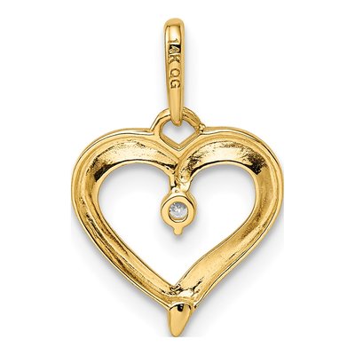 14K Yellow Gold CZ Heart Pendant – view 5