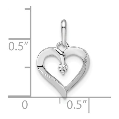 14K White Gold CZ Heart Pendant – view 4