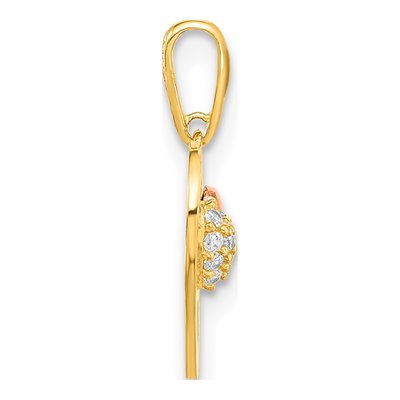 14K Two-Tone Gold CZ Heart Pendant – view 3