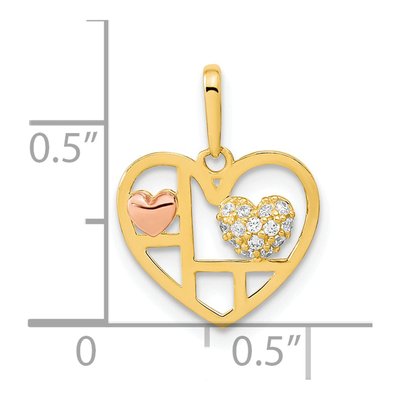 14K Two-Tone Gold CZ Heart Pendant – view 4