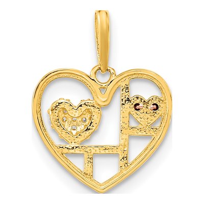 14K Two-Tone Gold CZ Heart Pendant – view 5