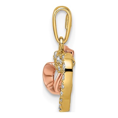 14K Two-Tone Gold CZ Two Hearts Pendant – view 3
