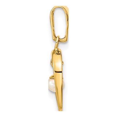 14K Yellow Gold Freshwater Pearl Open Heart Pendant – view 2