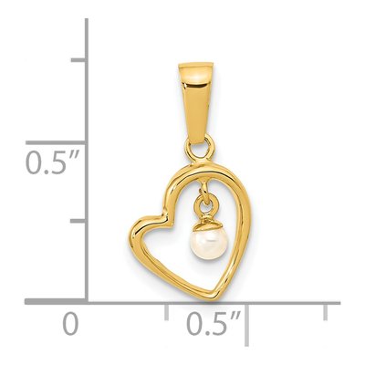 14K Yellow Gold Freshwater Pearl Open Heart Pendant – view 3