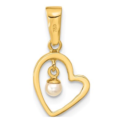 14K Yellow Gold Freshwater Pearl Open Heart Pendant – view 4