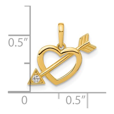 14K Yellow Gold CZ Cut-Out Heart Arrow Pendant – view 4