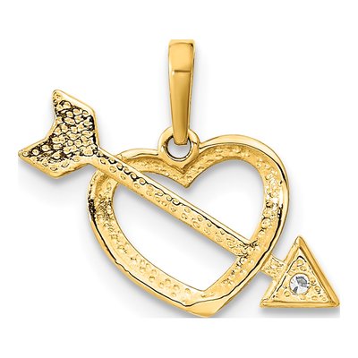14K Yellow Gold CZ Cut-Out Heart Arrow Pendant – view 5