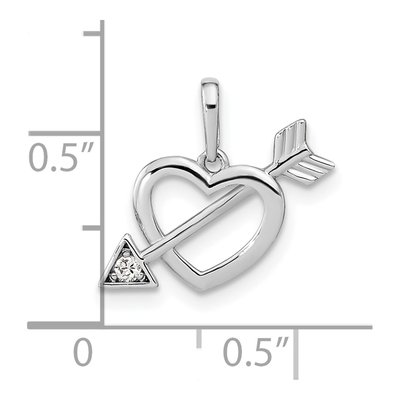 14K White Gold CZ Heart Arrow Pendant – view 4