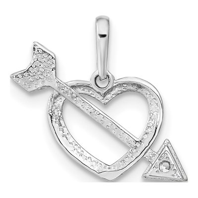 14K White Gold CZ Heart Arrow Pendant – view 5
