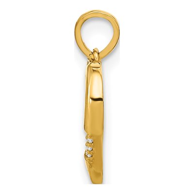 14K Yellow Gold CZ Open Heart Cross Pendant – view 3