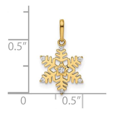 14K Yellow Gold CZ Snowflake Pendant – view 4
