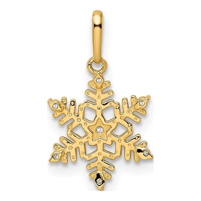 14K Yellow Gold CZ Snowflake Pendant – view 5