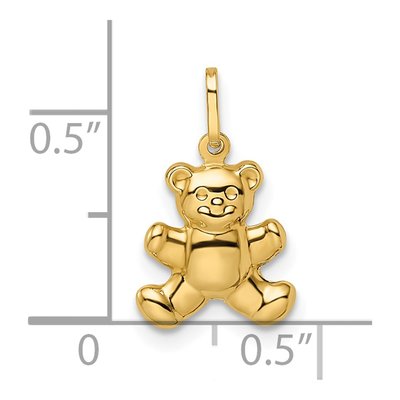 14K Yellow Gold Puffed Teddy Bear Pendant – view 4