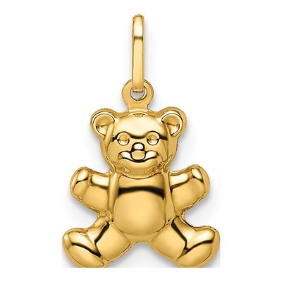 14K Yellow Gold Puffed Teddy Bear Pendant – view 5