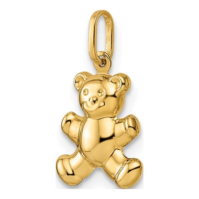 14K Yellow Gold Puffed Teddy Bear Pendant – view 6