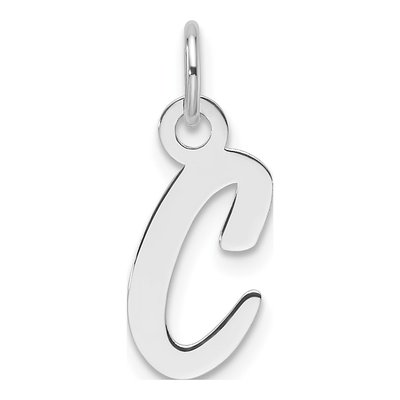 14K White Gold Letter C Charm