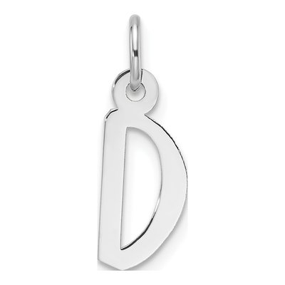 14K White Gold Letter D Charm