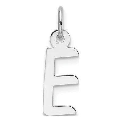 14K White Gold Letter E Charm