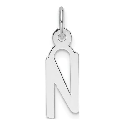 14K White Gold Letter N Pendant