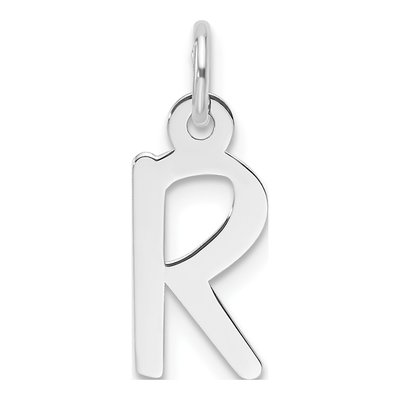 14K White Gold Letter R Pendant