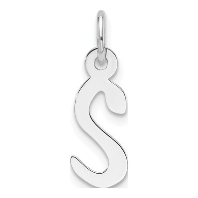 14K White Gold Block Letter S Charm