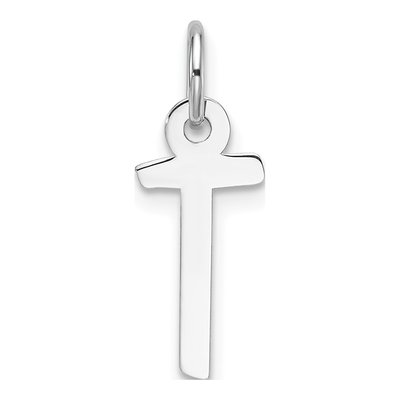 14K White Gold Letter T Charm